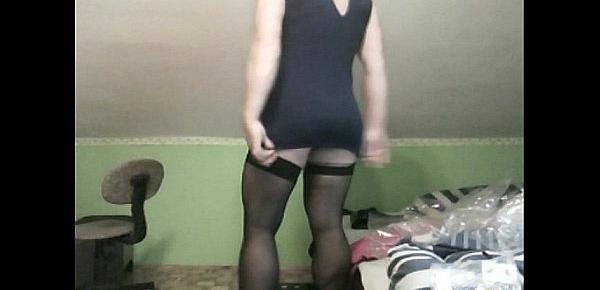  hot mini dress anal plug shemale transvestite thong lingerie